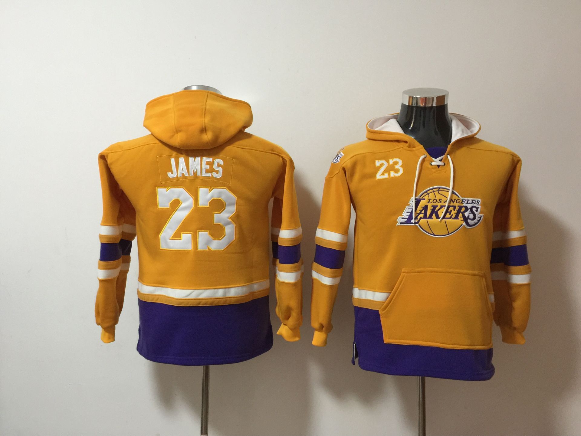 youth NBA Men Los Angeles Lakers 23 James yellow Sweatshirt